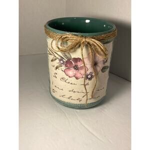 Shabby Chic Romantic Flower Glass Vase, Country Farmhouse For Home, Distressed